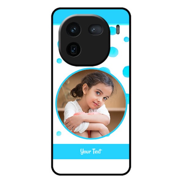 iQOO 12 5G Custom Glass Phone Case - Blue Bubbles Pattern Design iQOO 12 5G Custom Glass Phone Case - Blue Bubbles Pattern Design