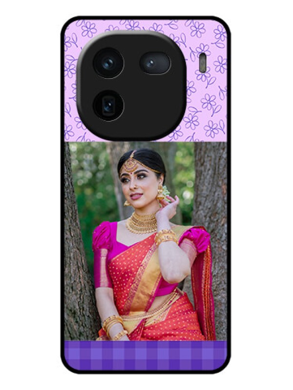 Custom iQOO 12 5G Custom Glass Phone Case - Purple Floral Design