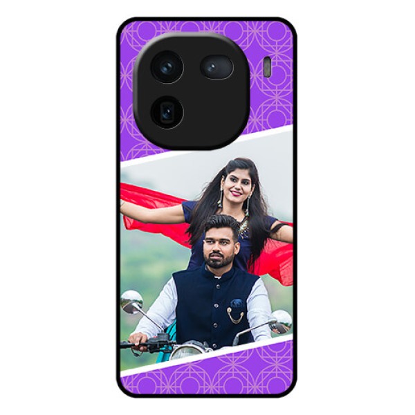 iQOO 12 5G Custom Glass Phone Case - Violet Color Pattern Design iQOO 12 5G Custom Glass Phone Case - Violet Color Pattern Design