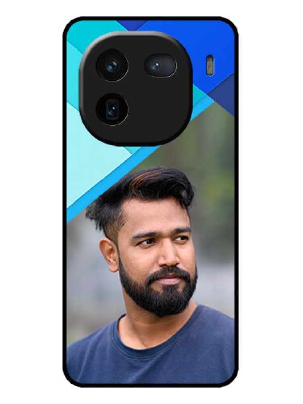 Custom iQOO 12 5G Custom Glass Phone Case - Blue Pattern Design