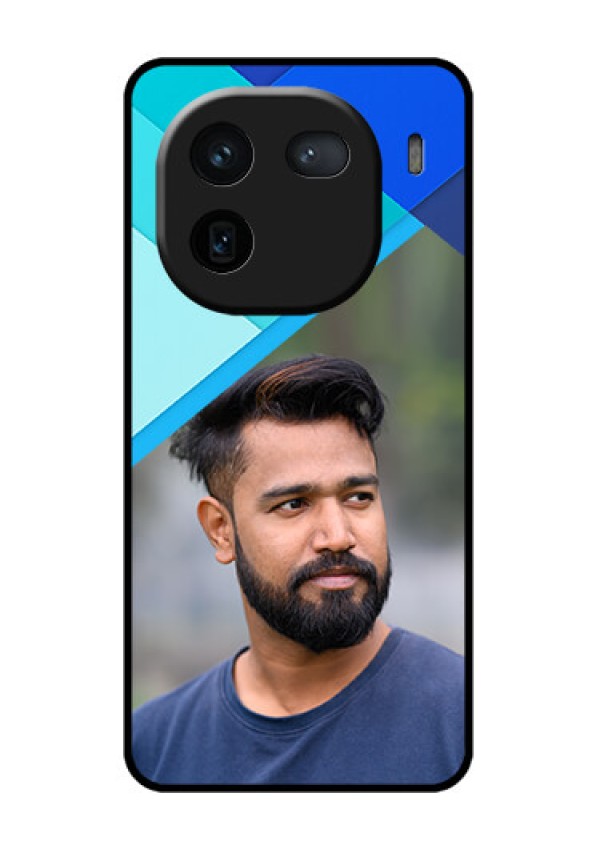 iQOO 12 5G Custom Glass Phone Case - Blue Pattern Design