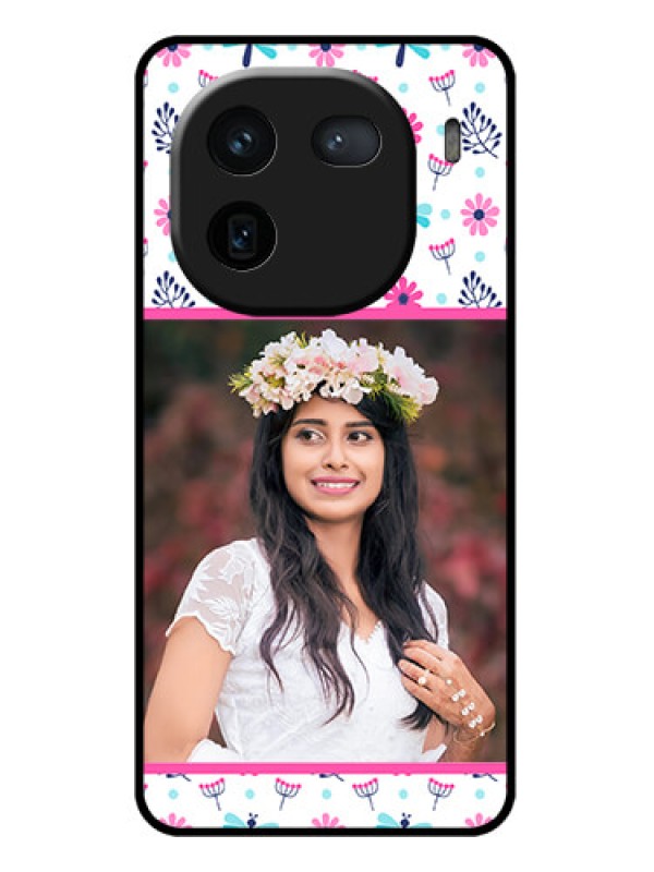 Custom iQOO 12 5G Custom Glass Phone Case - Colorful Flower Design