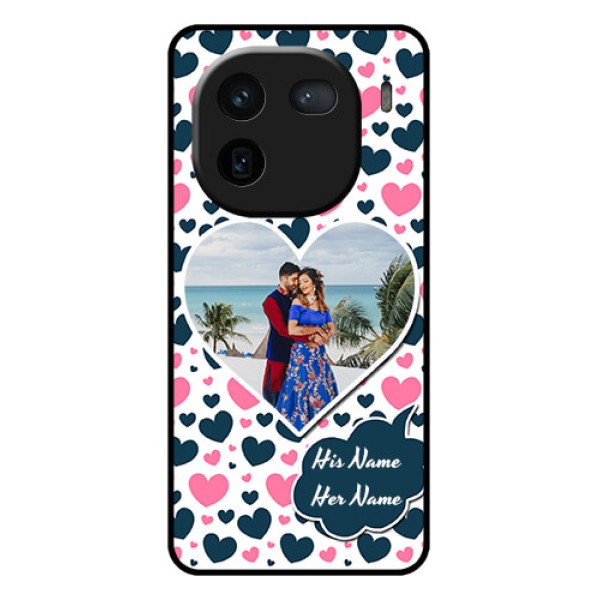 iQOO 12 5G Custom Glass Phone Case - Pink & Blue Heart Design iQOO 12 5G Custom Glass Phone Case - Pink & Blue Heart Design