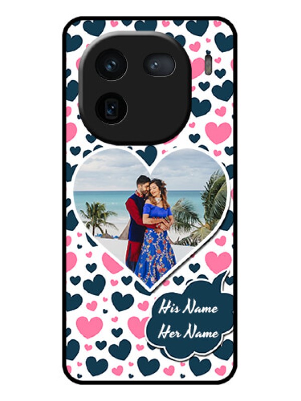 Custom iQOO 12 5G Custom Glass Phone Case - Pink & Blue Heart Design