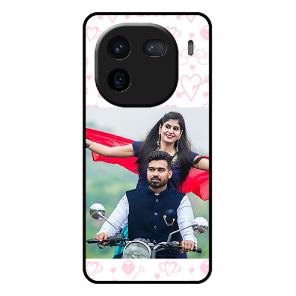 iQOO 12 5G Custom Glass Phone Case - Pink Flying Heart Design