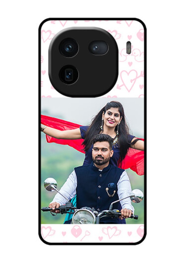 iQOO 12 5G Custom Glass Phone Case - Pink Flying Heart Design