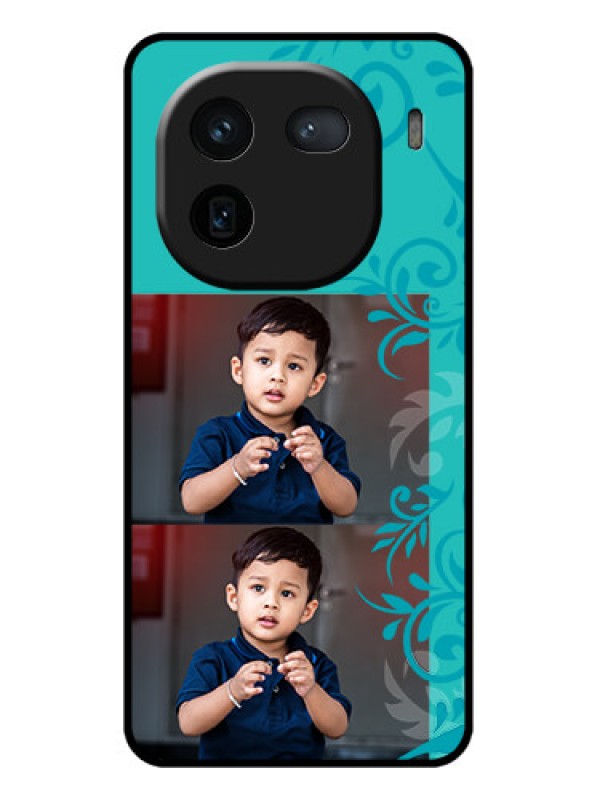 Custom iQOO 12 5G Custom Glass Phone Case - With Photo And Green Floral Design