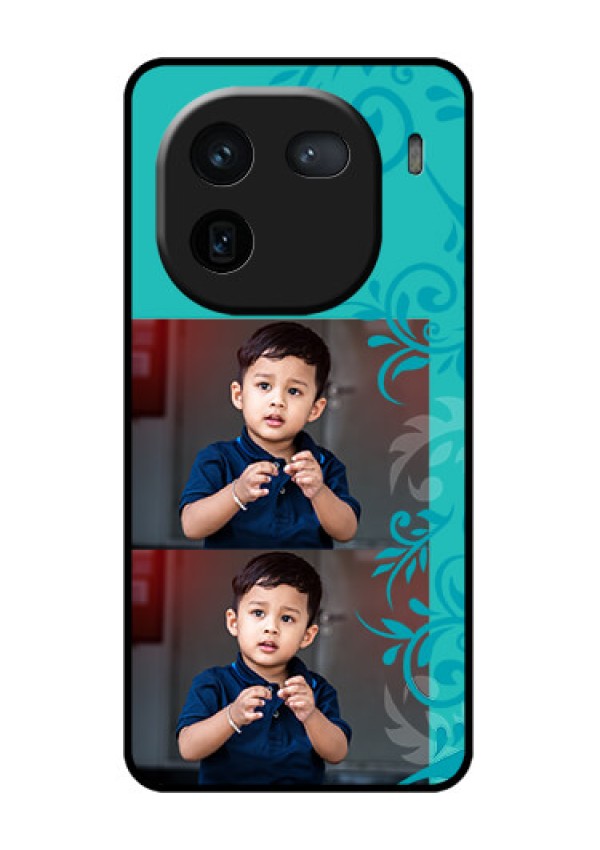 iQOO 12 5G Custom Glass Phone Case - With Photo And Green Floral Design