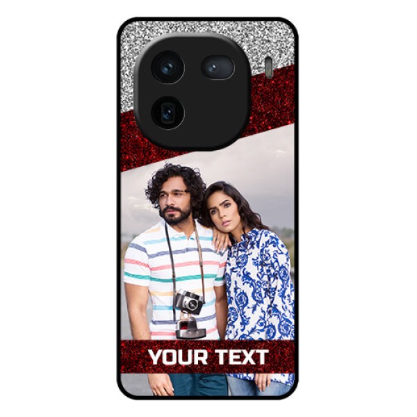 iQOO 12 5G Custom Glass Phone Case - Image Holder With Glitter Strip Design iQOO 12 5G Custom Glass Phone Case - Image Holder With Glitter Strip Design