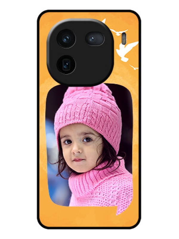 Custom iQOO 12 5G Custom Glass Phone Case - Water Color Design With Bird Icons