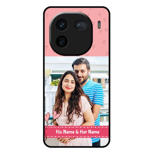 iQOO 12 5G Custom Glass Phone Case - Love Design Peach Color