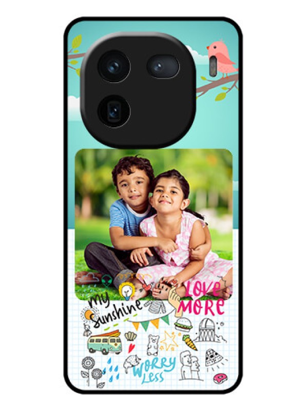 Custom iQOO 12 5G Custom Glass Phone Case - Doodle Love Design