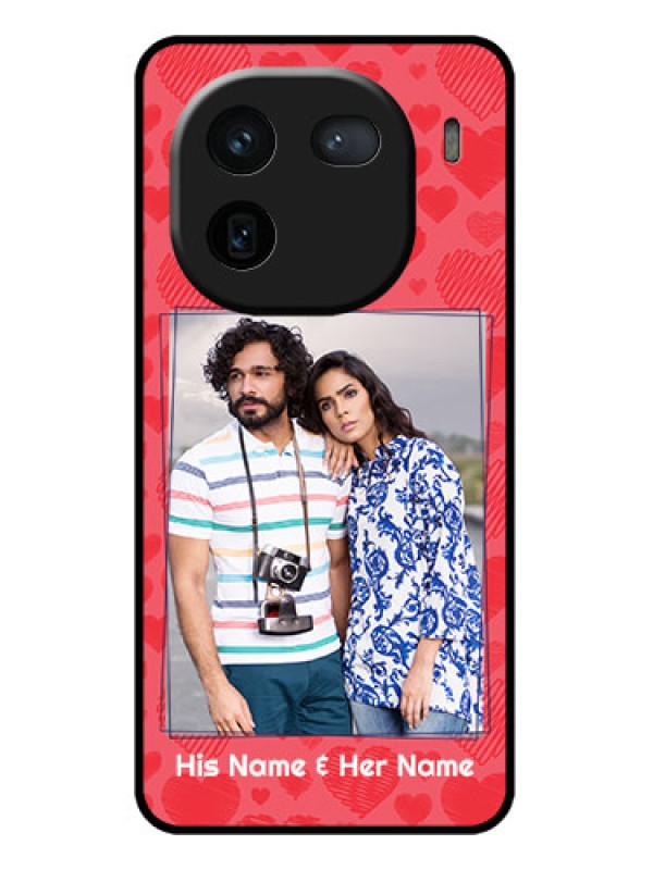 Custom iQOO 12 5G Custom Glass Phone Case - With Red Heart Symbols Design