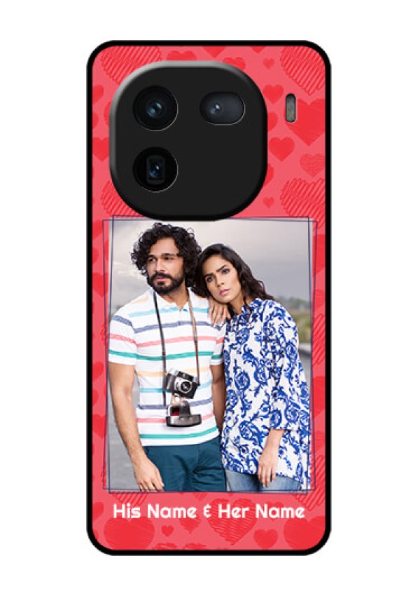 iQOO 12 5G Custom Glass Phone Case - With Red Heart Symbols Design