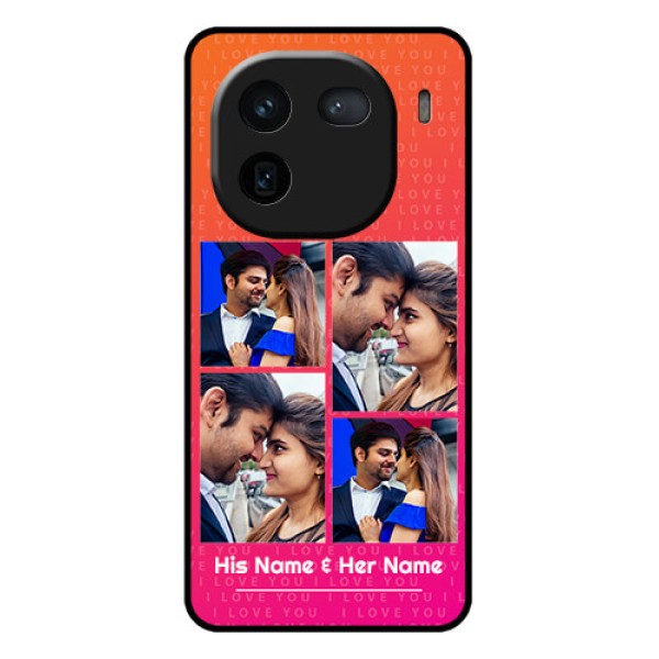 iQOO 12 5G Custom Glass Phone Case - I Love You Pink Design
