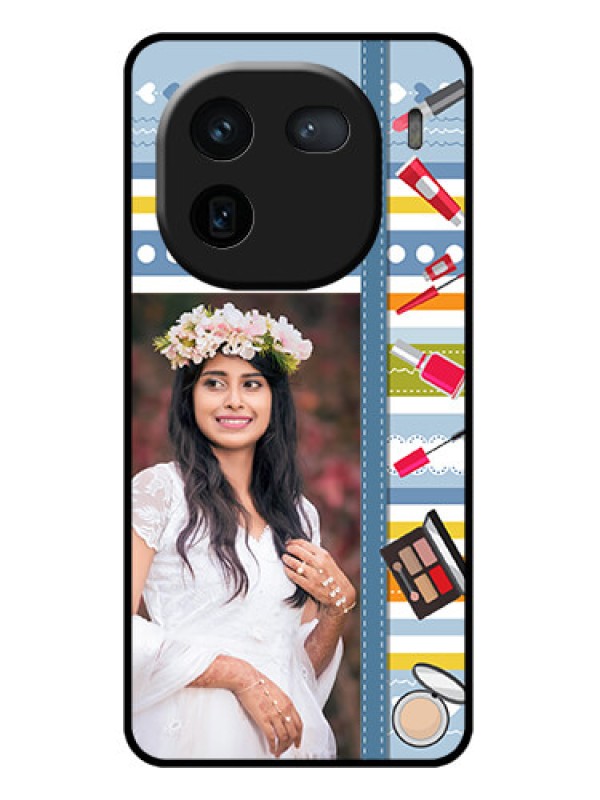 Custom iQOO 12 5G Custom Glass Phone Case - Makeup Icons Design
