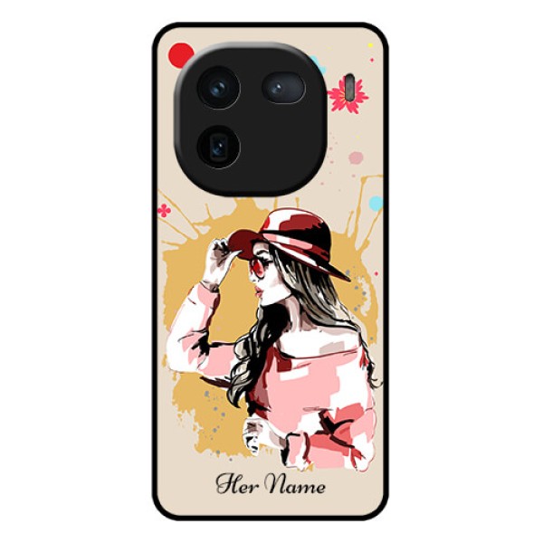 iQOO 12 5G Custom Glass Phone Case - Women With Pink Hat Design iQOO 12 5G Custom Glass Phone Case - Women With Pink Hat Design