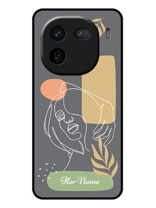 Custom iQOO 12 5G Custom Glass Phone Case - Gazing Woman Line Art Design