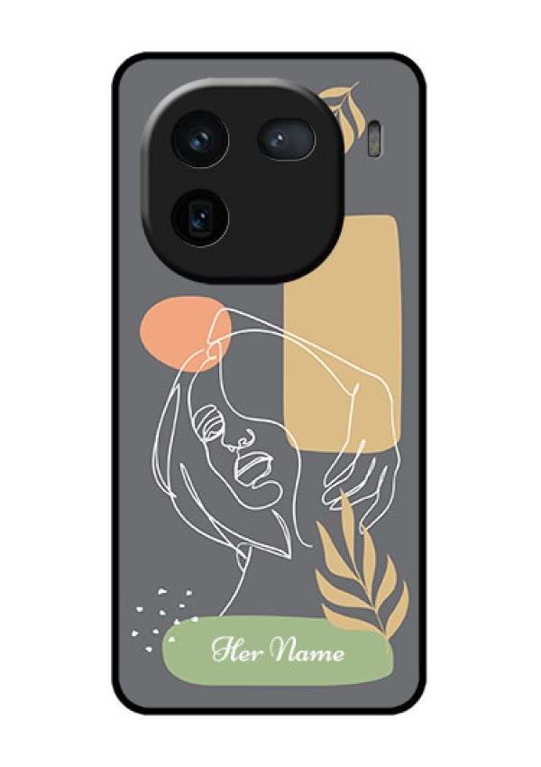 iQOO 12 5G Custom Glass Phone Case - Gazing Woman Line Art Design