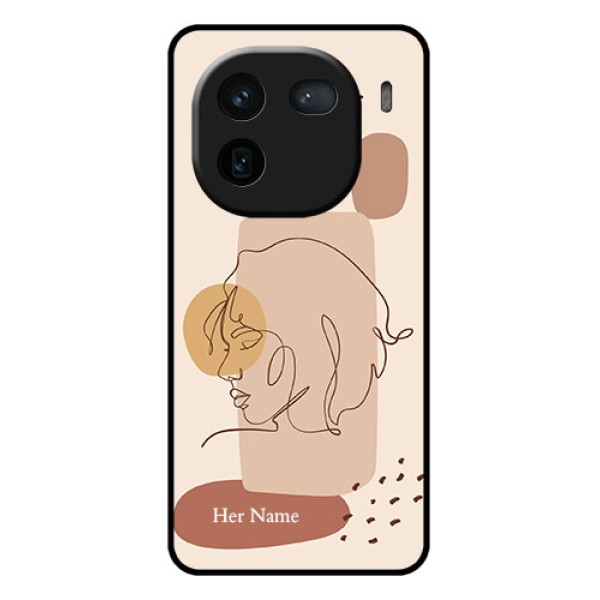 iQOO 12 5G Custom Glass Phone Case - Calm Woman Line Art Design iQOO 12 5G Custom Glass Phone Case - Calm Woman Line Art Design