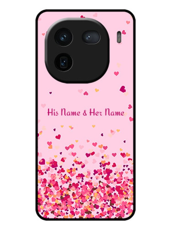 Custom iQOO 12 5G Custom Glass Phone Case - Floating Hearts Design