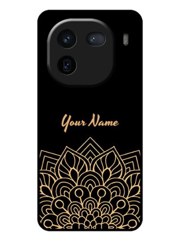 Custom iQOO 12 5G Custom Glass Phone Case - Golden Mandala Design