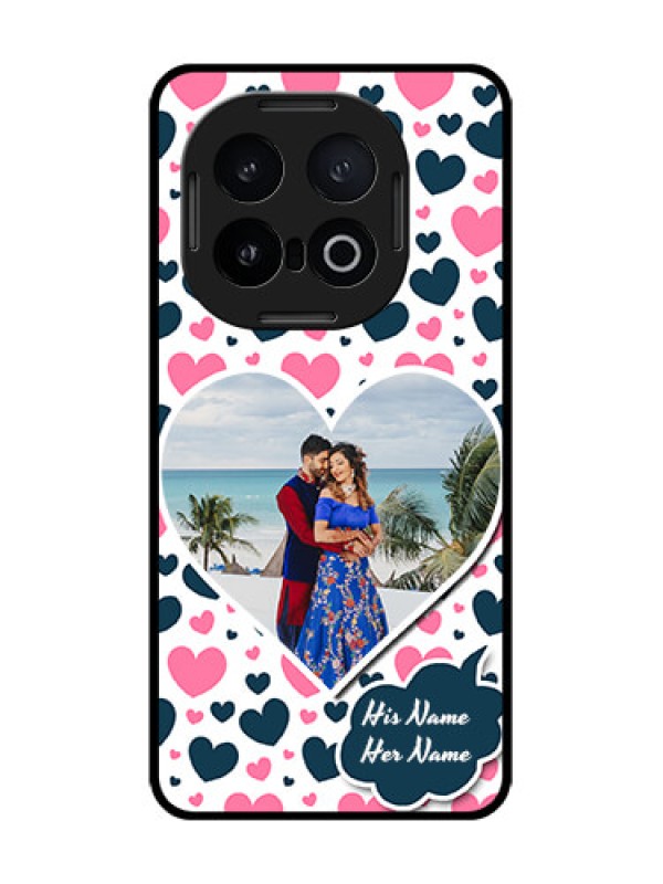 Custom iQOO 13 5G Custom Glass Phone CasePink and Blue Heart Design