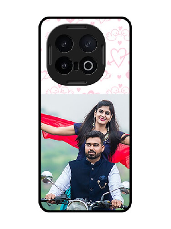 Custom iQOO 13 5G Custom Glass Phone CasePink Flying Heart Design