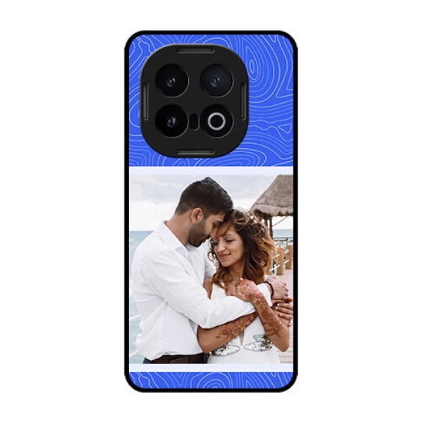 iQOO 13 5G Custom Glass Phone CaseCurved Line Art With Blue And White Design iQOO 13 5G Custom Glass Phone CaseCurved Line Art With Blue And White Design