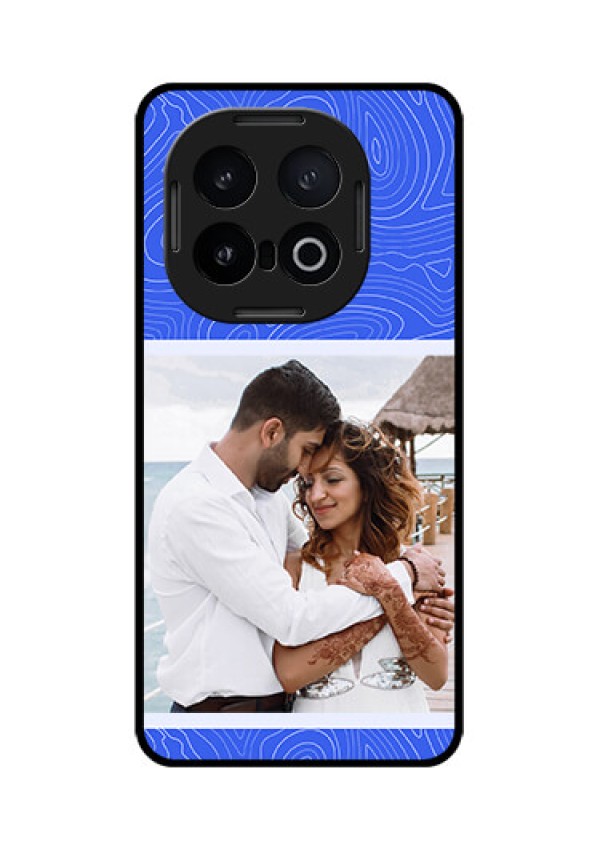 iQOO 13 5G Custom Glass Phone CaseCurved Line Art With Blue And White Design