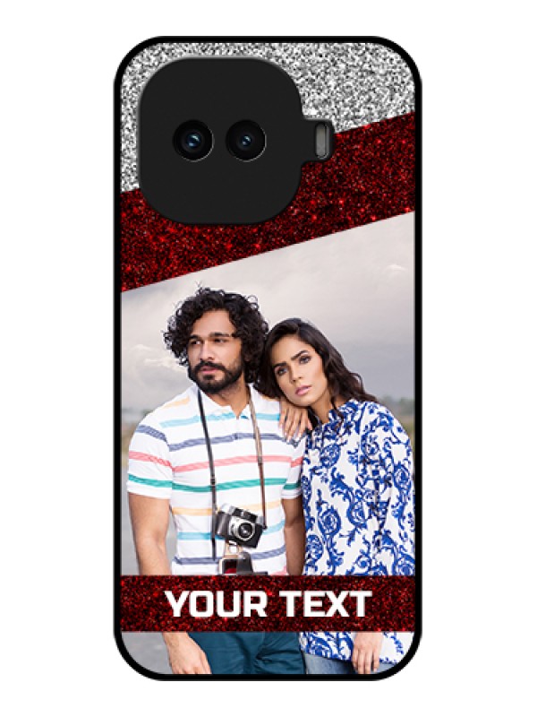 Custom iQOO 15R 5G Custom Glass Phone Case - Image Holder With Glitter Strip Design
