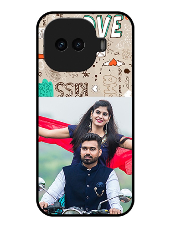 Custom iQOO 15R 5G Custom Glass Phone Case - Love Doodle Pattern