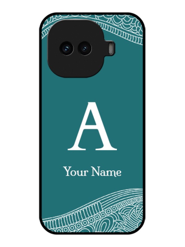 Custom iQOO 15R 5G Custom Glass Phone Case - Line Art Pattern With Custom Name Design
