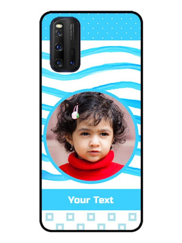 Custom iQOO 3 5G Custom Glass Phone Case - Simple Blue Case Design