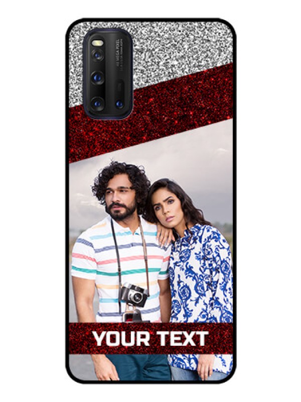 Custom iQOO 3 5G Personalized Glass Phone Case - Image Holder with Glitter Strip Design