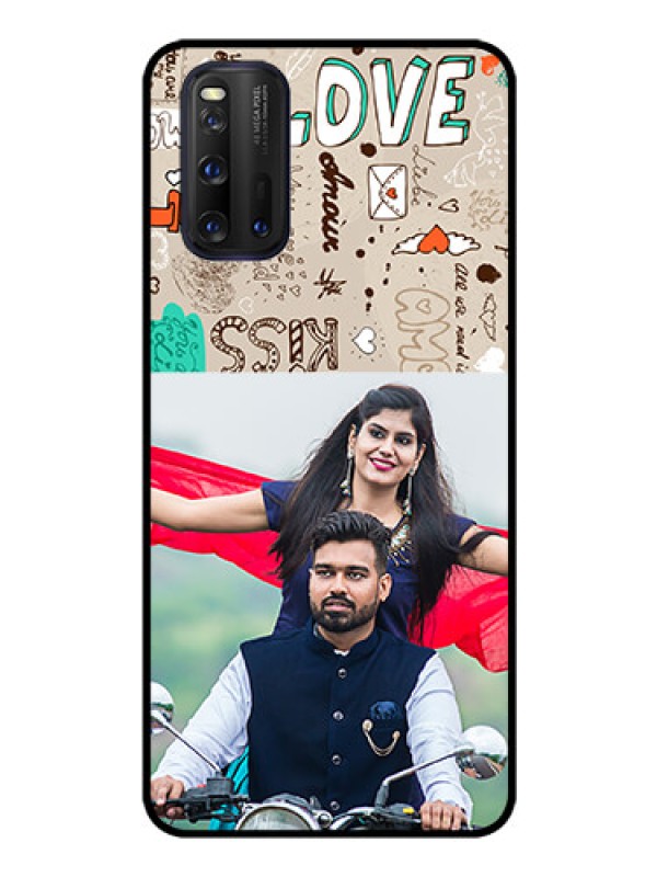 Custom iQOO 3 5G Custom Glass Phone Case - Love Doodle Pattern 