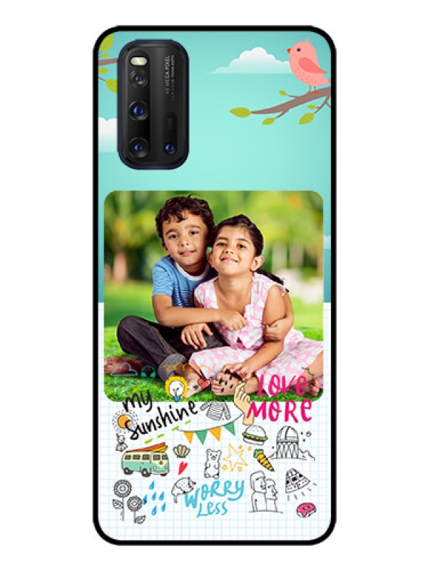 Custom iQOO 3 5G Photo Printing on Glass Case - Doodle love Design