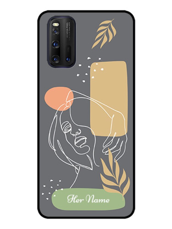 Custom iQOO 3 5G Custom Glass Phone Case - Gazing Woman line art Design