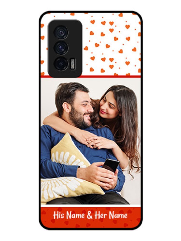 Custom iQOO 7 5G Custom Glass Phone Case - Orange Love Symbol Design