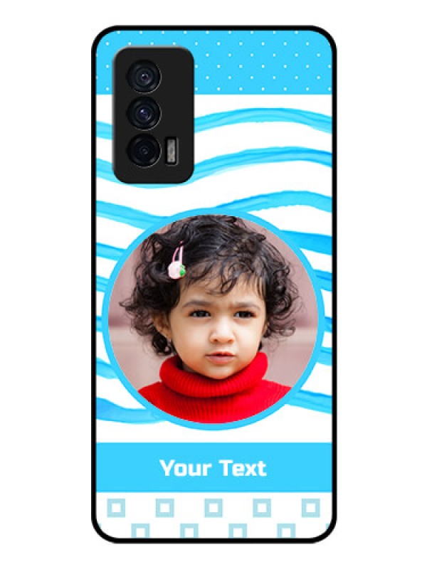 Custom iQOO 7 5G Custom Glass Phone Case - Simple Blue Case Design