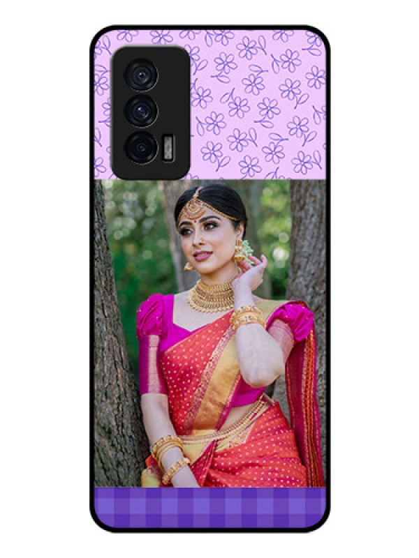 Custom iQOO 7 5G Custom Glass Phone Case - Purple Floral Design