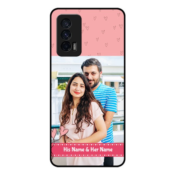 iQOO 7 5G Personalized Glass Phone Case - Love Design Peach Color