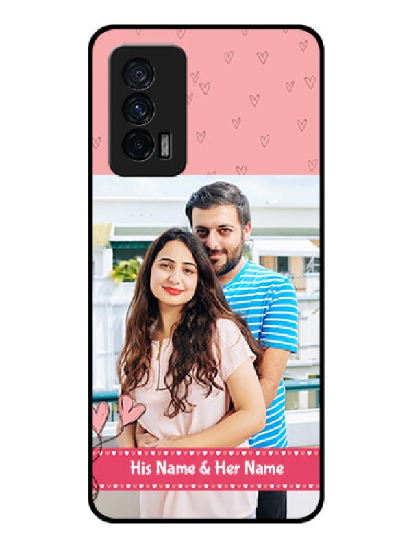 Custom iQOO 7 5G Personalized Glass Phone Case - Love Design Peach Color