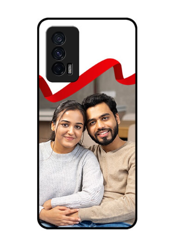 iQOO 7 5G Photo Printing on Glass Case - Red Ribbon Frame Design