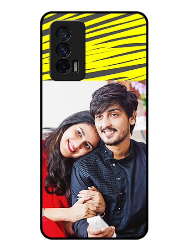 Custom iQOO 7 5G Photo Printing on Glass Case - Yellow Abstract Design