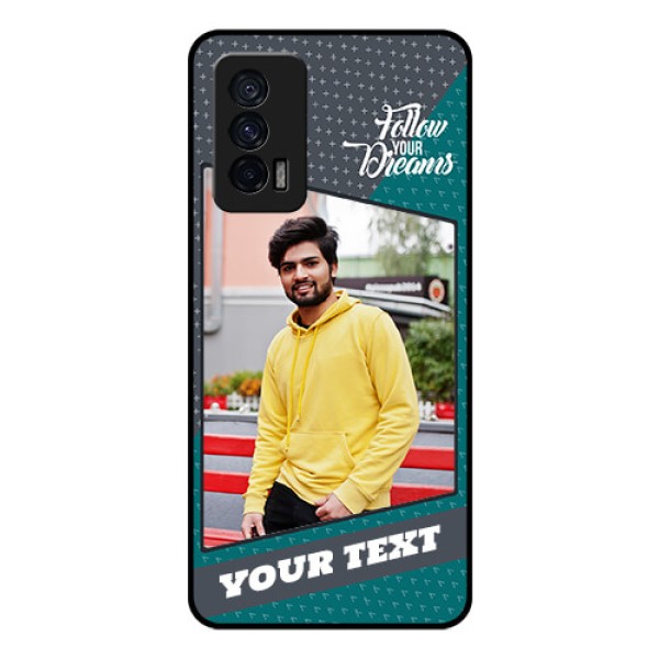 iQOO 7 5G Personalized Glass Phone Case - Background Pattern Design with Quote