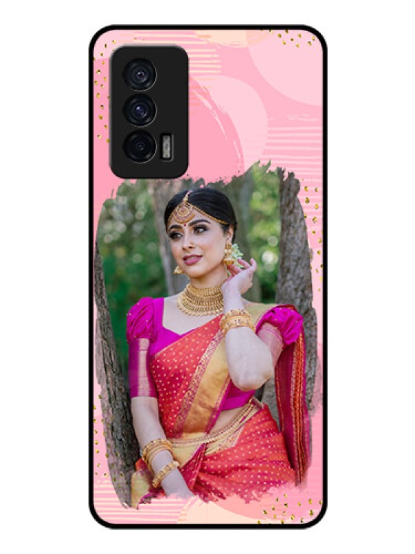 Custom iQOO 7 5G Personalized Glass Phone Case - Gold Glitter Splash Design