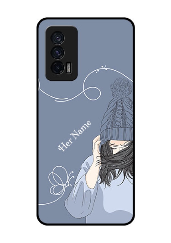 iQOO 7 5G Custom Glass Mobile Case - Girl in winter outfit Design