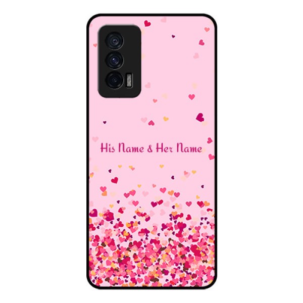 iQOO 7 5G Photo Printing on Glass Case - Floating Hearts Design