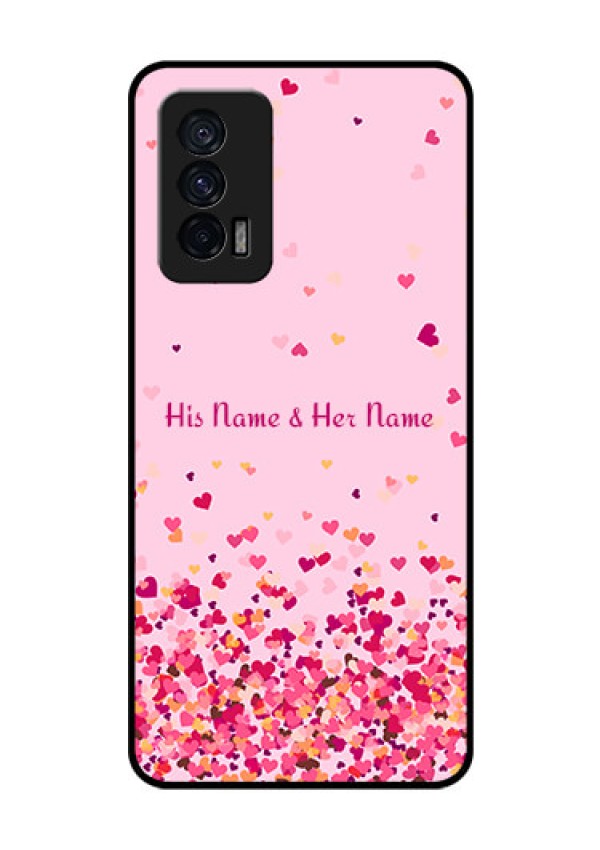 iQOO 7 5G Photo Printing on Glass Case - Floating Hearts Design